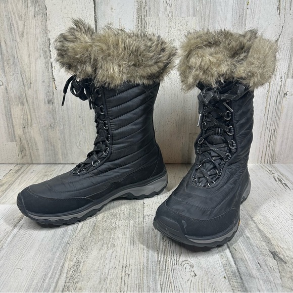 Eddie Bauer Black Faux Fur Lined 200 Gram Waterproof Snow Boots #1084 - Picture 2 of 11
